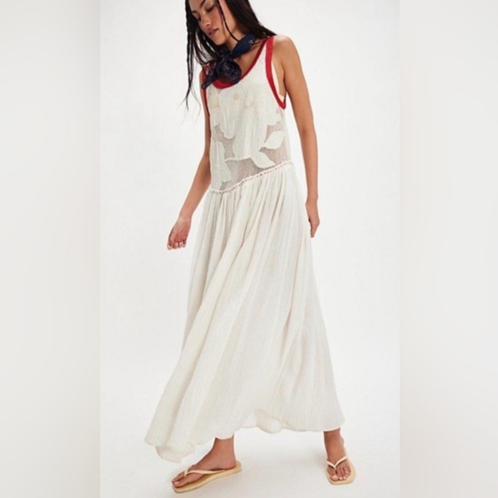 Free People Pearl Floral Maxi Dress Sz L $198 Retail
